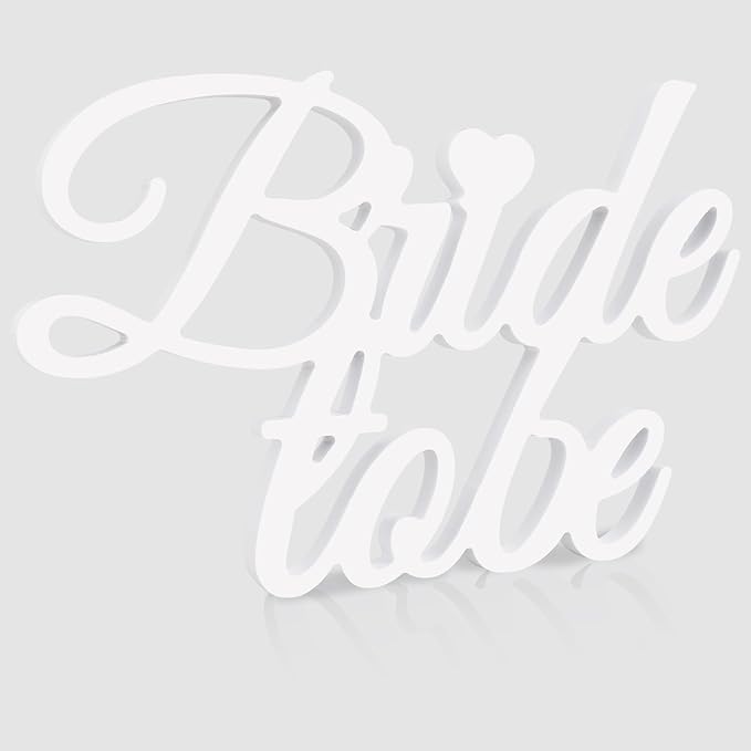 TONIFUL Bride to Be Sign Wooden - Bridal Shower Decorations for Bachelorette Party, Table Centerpieces & Photo Booth Props, Wedding Party Decor Supplies (White)