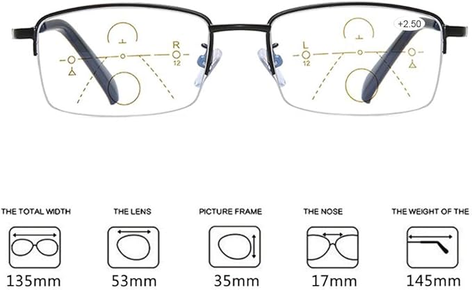 Progressive Multifocus Computer Reading Glasses Blue Light Blocking No Line Lenses Multifocal Readers for Men and Women