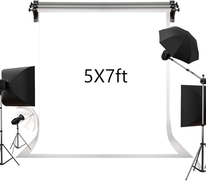 Kate 5ft×7ft Solid White Backdrop Portrait Background for Photography Studio Children and Headshots Background for Photography Video and Television
