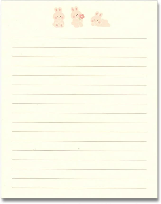 KUDOS.JP Cute Kawaii Japanese Stationery Letter Writing Paper with 12 Writing Papers and 6 Envelopes and Rabbit Fluffy 6 Sealing Gift Set for Teen, Girls, Kids