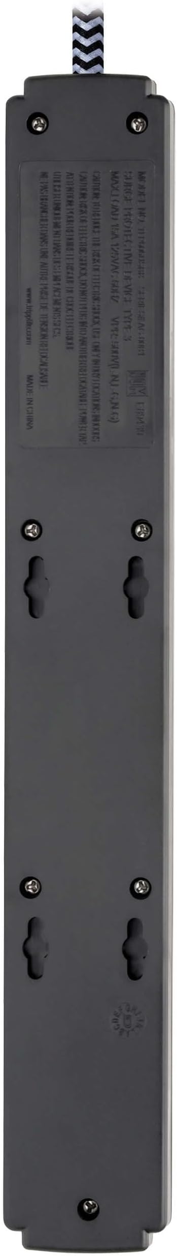 Tripp Lite Surge Protector Power Strip with USB, 6-Outlet & 2 USB Ports, Wall & Desk Mount, 10ft Braided Cord - 990 Joules, 1875 Watts Dollar 25,000 Insurance (TLP610BUAM)