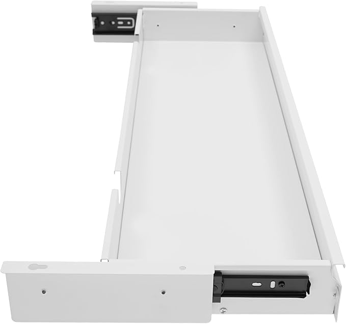 FFanhia 30 Inch Under Desk Mounted Sliding Pull-out Drawer Storage for Sit Stand Workstation Office(Applicable Table Thickness: 0.79in) White