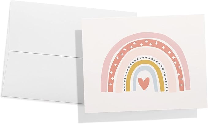 Twigs Paper - 12 Vibrant Rainbow Blank Greeting Cards with Envelopes - 4 Different Design Cute Stationery Set for All Occasions - Assorted Rainbow Bulk Set - Made in USA (5.5 x 4.25, Set of 12)
