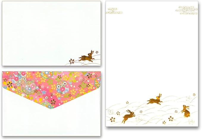 KUDOS.JP Cute Kawaii Japanese Stationery Letter Writing Paper Set with 8 Writing Papers and 4 Envelopes