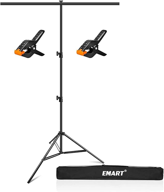 EMART 3x6.5ft Portable T-Shape Backdrop Stand with Adjustable Green Screen Photo Background Holder for Photography, Photoshoots, Parties, and Zoom