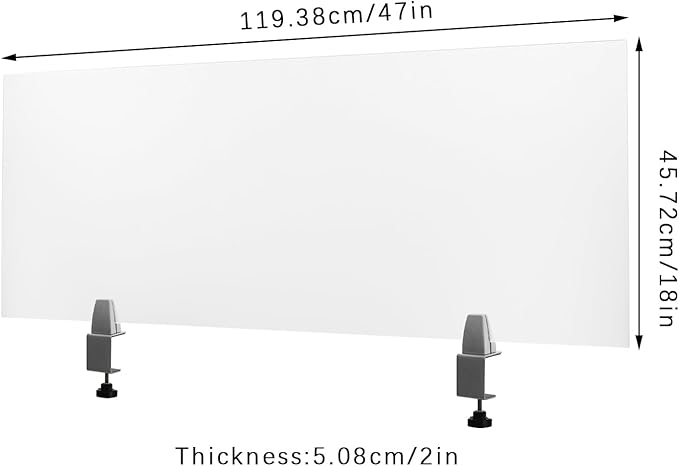 Acoustic Desk Divider,Frosted Acrylic Clamp-on Soundproof Desk Privacy Panel,Standing Office Desk Furniture Partitions for Classroom Office Students Desk (1 Pcs 47 x 18 Inch)