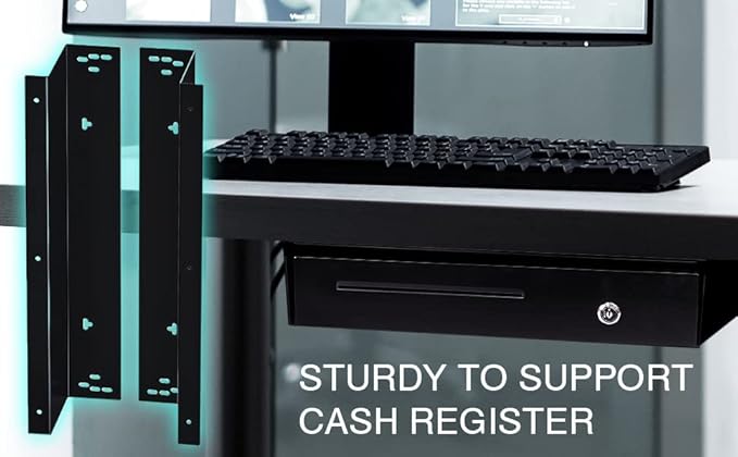 TidyFriend Cash Register Stand Brackets, 18 in Cash Drawer Under Counter Mount Brackets, Heavy Duty Steel Mounting Brackets for Square Cash Drawer, Brackets for Cash Drawer Under Counter