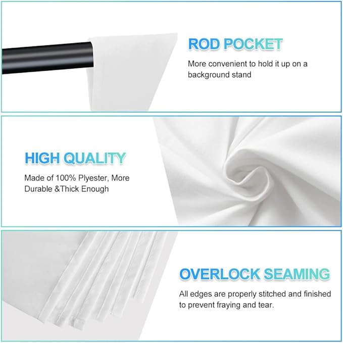 White Backdrop with Stand for Photoshoot, 5X6.5ft White Photo Backdrop with T Shape Background Backdrop Stand for Photography, Portable Photo Backdrop Curtain Stand Kit w Carrying Bag 5 Spring Clamps