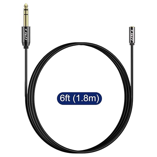 J&D 1/4 inch to 3.5mm Headphone Adapter, Gold Plated 3.5mm 1/8 inch Female TRS to 6.35mm 1/4 inch Male TRS Stereo Audio Cable for Guitar Amp, Amplifiers,Headphones Extension Cable, 6 Feet