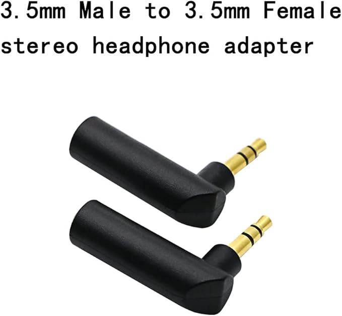 rgzhihuifz 3.5mm Angle Male to Female Audio Adapter, 90 Degree Right Angle Gold-Plated TRS Stereo Jack Plug AUX Connector Compatible with Headset, Tablets, MP3 Players, Speakers(2 Pack)