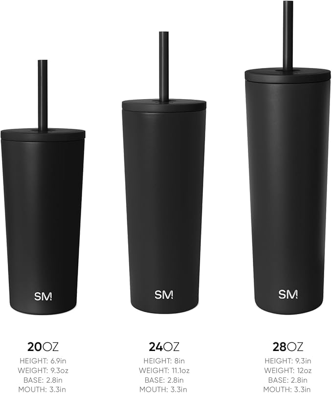 Simple Modern Insulated Tumbler with Lid and Straw | Iced Coffee Cup Reusable Stainless Steel Water Bottle Travel Mug | Gifts for Women Men Her Him | Classic Collection | 24oz | Winter White