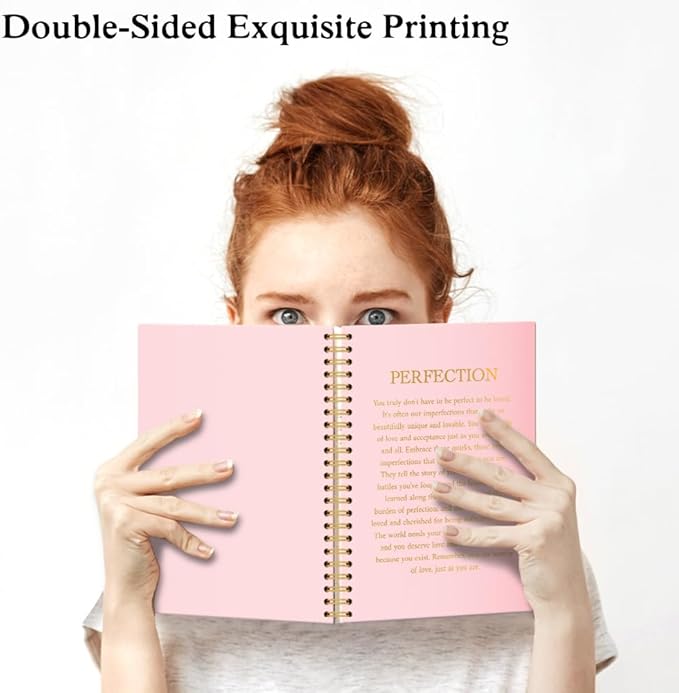 XQLZY Perfection Pink Gold Spiral Self-Affirmation Notebook, Resignation Retirement Promotion Inspirational Gifts for Woman Coworker Boss Friend, Encouragement Friendship Gifts for Sisters BFF