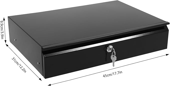 17.7" Under Desk Storage Drawer, Locking Design Black Sliding Pull-Out Drawer for Sit Stand Workstation