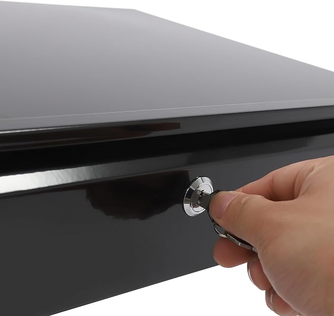 17.7" Under Desk Storage Drawer, Locking Design Black Sliding Pull-Out Drawer for Sit Stand Workstation