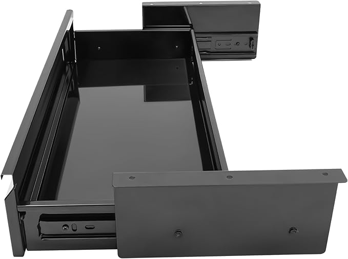 22" Under Desk Drawer Slide Out For Office Desk, Storage Organizer For Sit Stand Workstation, Black