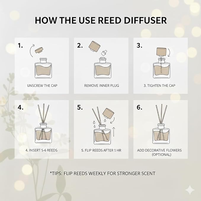 PEANÄK Lavender Reed Diffuser Set with Real Preserved Flowers - 6.7oz Long Lasting Essential Oil Scent for Home, Bathroom & Office Decor