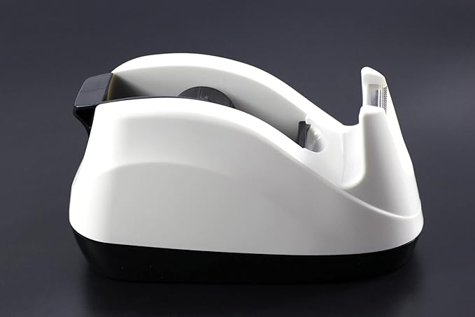 BeeChamp Heavy Base Nonskid Desk Tape Dispenser One-Hand Dispensing, White, 4 Pack