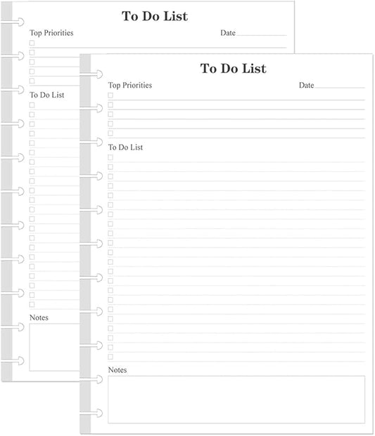 (2-Pack) Letter Size TUL Discbound To Do List Refills, 11 Disc Daily Planner Insert, 200Sheets / 400Pages To Do Paper, 100gsm White Paper, 8.5'' x 11''