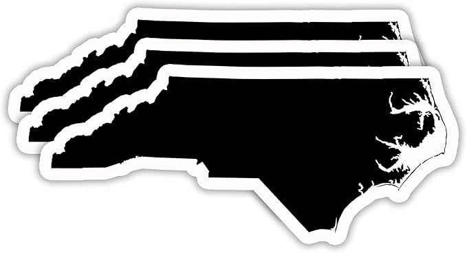 (3PCS) North Carolina Map Stickers, US State Waterproof Vinyl Decals for Tumblers, Water Bottles, Laptops, Books, Scrapbooks, Great for North Carolina Lovers, 3 x 1.3 Inch