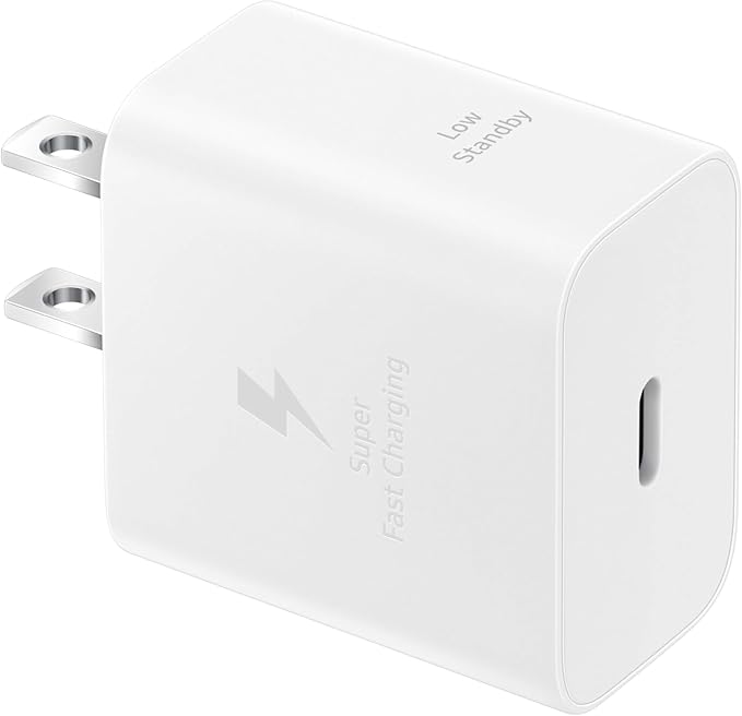 SAMSUNG 25W Wall Charger Power Adapter with Cable, Super Fast Charging, Compact Design, Compatible with Galaxy and USB Type C Devices, White