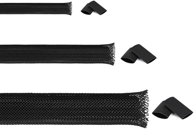 75ft Braided Wire Loom Sleeving Kit,Cable Management Sleeve,Wire Protector Tubing,Cord Organizer Used at Home or Office, to Protect Cables in Automotive, Military, Marine(Black,1/4inch,1/2inch,1inch)