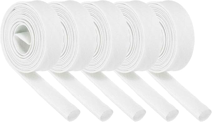 MECCANIXITY 5Pcs Wire Insulation Braid Fire Sleeve,6.6Ft-14mm ID White, High Temp Silicone Coated Fiberglass Sleeving for Automotive Hose Lines Electrical Wiring