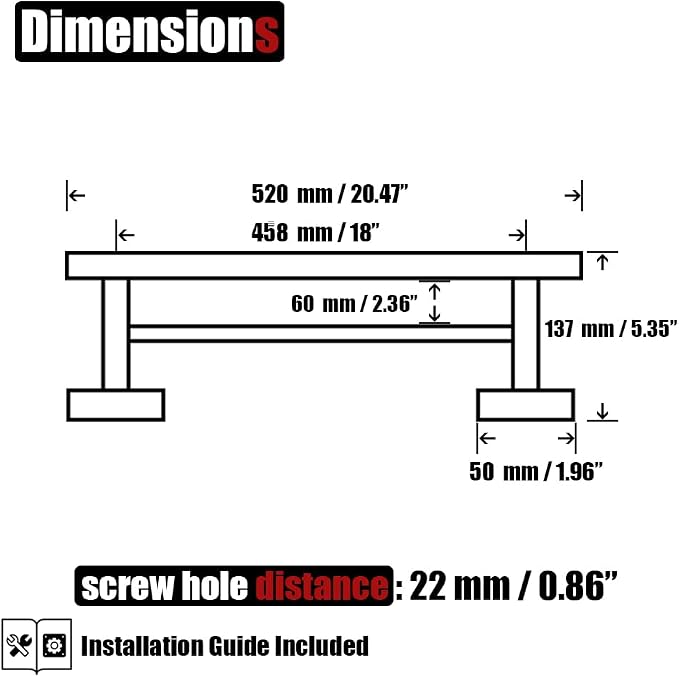 JQK Double Bath Towel Bar, 20.5 Inch 304 Stainless Steel Thicken 0.8mm Towel Rack Bathroom, Towel Holder Brushed Finished Wall Mount, Useable Length 18 Inch 2 Pack, TB100L18-BN-P2