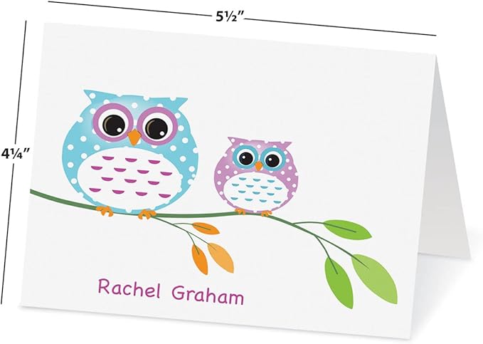 Current Owl Always Love You Personalized Note Cards - 24 Cards with White Envelopes, 4¼ x 5½ Inch Size, Blank Stationery, Add Names or Text, For Thank You Notes, Invitations, & Announcements
