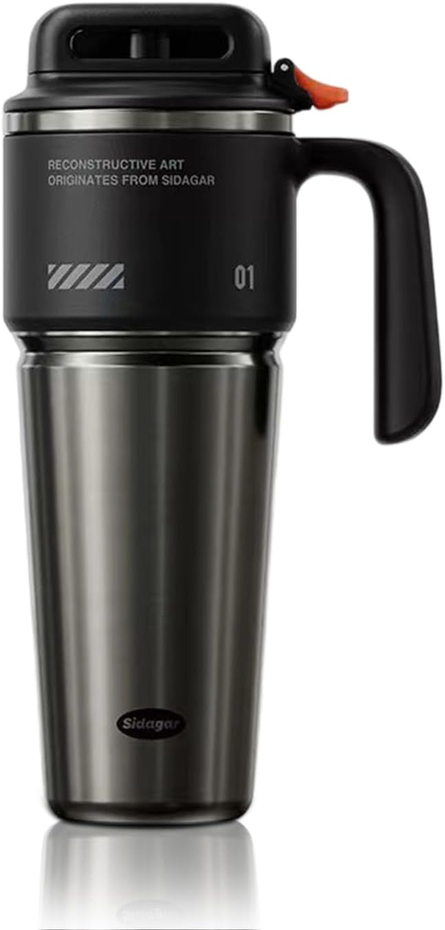 32 oz Tumbler with Handle and Straw, Vacuum Insulated Stainless Steel Travel Mug with Push-button Lid, Double Wall Coffee Cup, Fits in Cup Holder - Obsidian Black