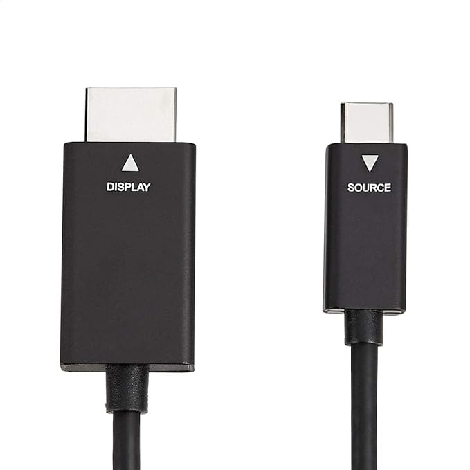 Amazon Basics Premium Aluminum USB-C to HDMI Cable Adapter, Thunderbolt 3 Compatible, 4K@60Hz, for Monitors, TVs, Tablets, 6-Foot, Black