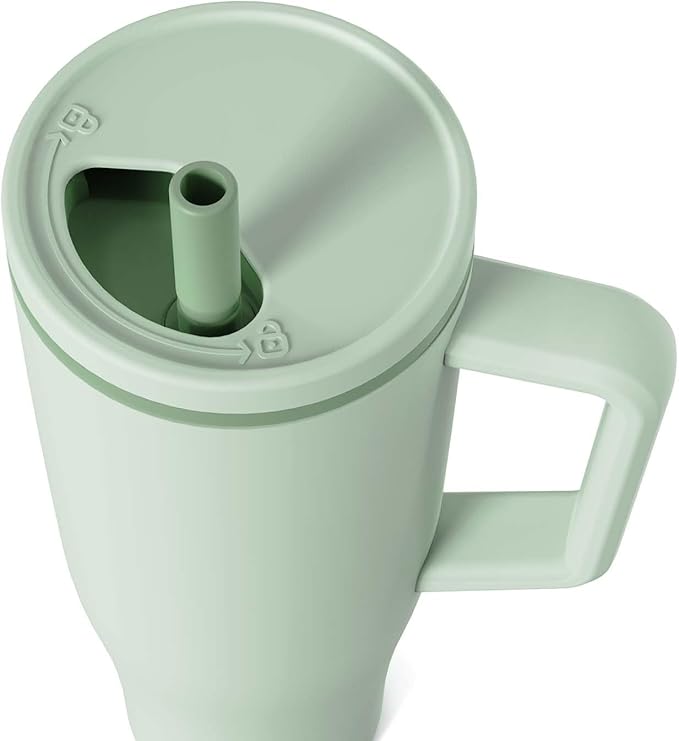 KISSKIND 40 oz Tumbler with Handle and Straw | Lumi Spin Hidden Straw 100% Leakproof Insulated Tumbler | Stainless Steel Water Bottle for Mom, Nurse, Teacher | Green