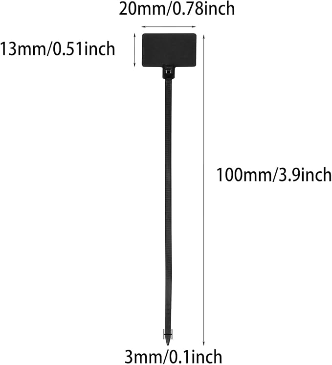 Mini Skater Nylon Cable Zip Ties Tags 4" Tiny Self-Locking Write-On Identify Cord Tabs Cable Label Marker Ties for Office Home Identification and Organization, 50 Pack (Black)