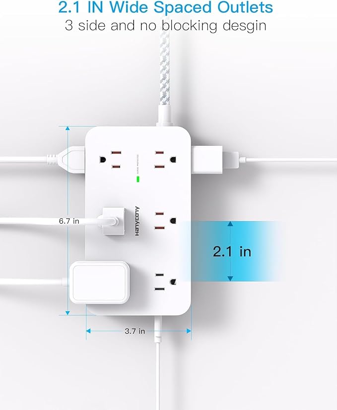 Extension Cord 15 Ft, HANYCONY Power Strip Surge Protector 12 Outlets 4 USB Ports (2 USB C), Large Desk Power Strip with Long Cord, Flat Plug, Wall Mount for Office Home College Dorm Room Essentials