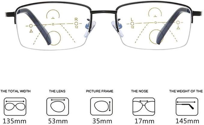 Progressive Multifocus Computer Reading Glasses Blue Light Blocking No Line Lenses Multifocal Readers for Men and Women