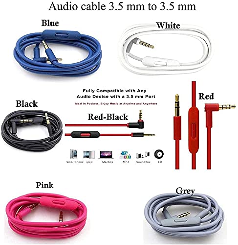 EARLA TEC Replacement Audio Cable Cord Wire with in line Microphone and Control for Beats by Dr Dre Headphones Solo Studio Pro Detox Wireless Mixr Executive Pill (Pink)