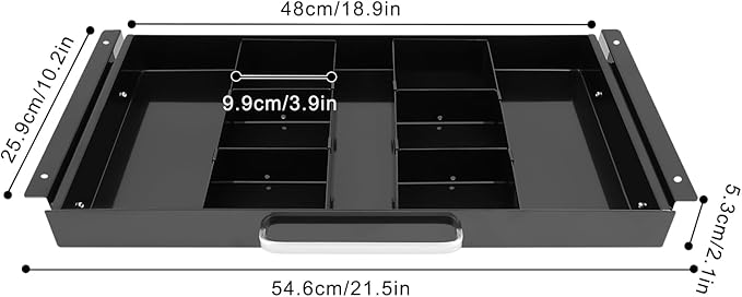 21.5" Under Desk Storage Drawer, Black Sliding Pull-Out Drawer for Sit Stand Workstation