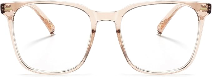 MACJERO 2-Pack Oversized Square Blue Light Blocking Glasses for Women Men, Anti-Fatigue Computer Monitor Gaming Glasses Reduce Eye Strain(transparent Brown+Clear)