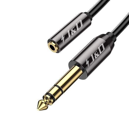 J&D 6.35mm (1/4 inch) to 3.5mm (1/8 inch) Headphone Jack Adapter 15 Feet, Gold Plated 3.5mm Female TRS to 6.35mm Male TRS Stereo Audio Cable for Guitar Amp, Amplifiers, Headphones Extension Cable