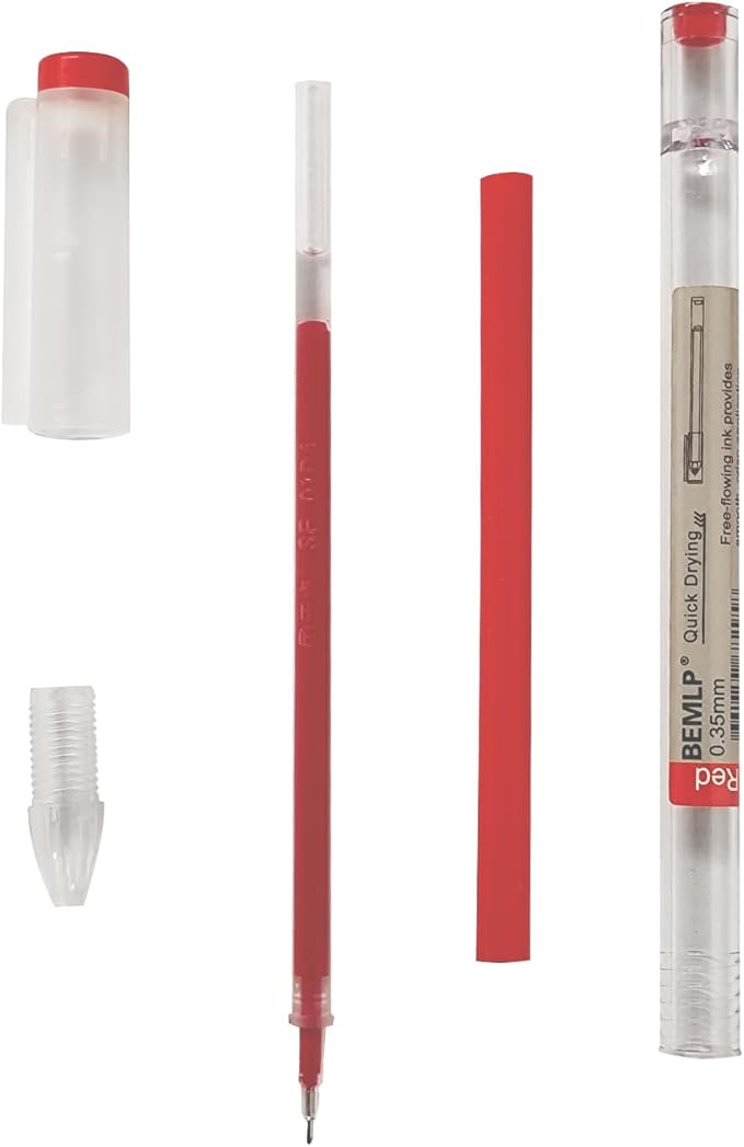BEMLP Gel Pen 0.35mm Red Ink Pen Maker Pen School Office student Exam Writing Stationery Supply Technical Pens 12 Pcs/Set (Red)