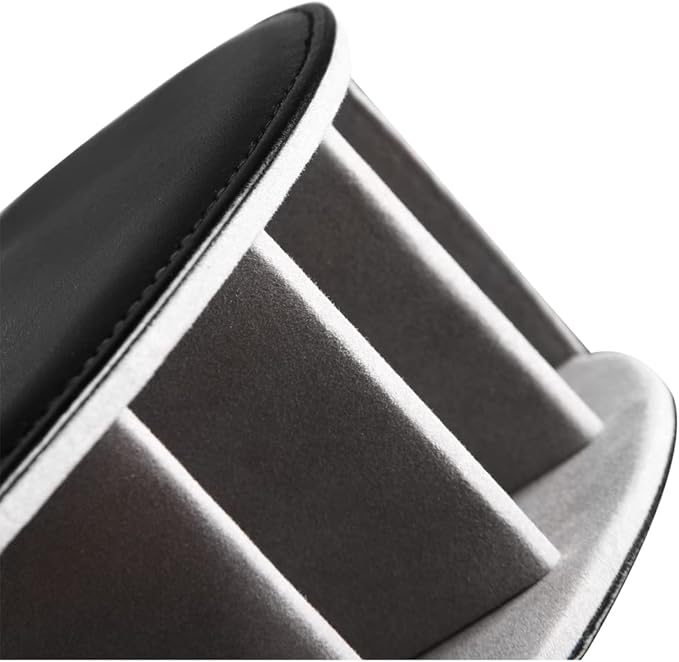 Arniche PU Leather Remote Control Holder with 5 Compartments - Storage Tray & Desktop Organizer for TV Remotes,Glasses,Pens,Accessories - Space-Saving Design for Bedside Table & Office Desk (Black)