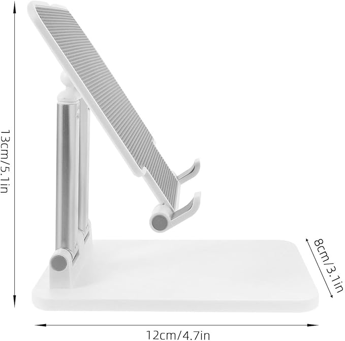 MERRYHAPY Foldable Tablet Stand Adjustable Aluminum Alloy Tablet Holder for Desk Use, Compact Desktop Bracket Compatible with Ipad and Smartphones, Pearl White