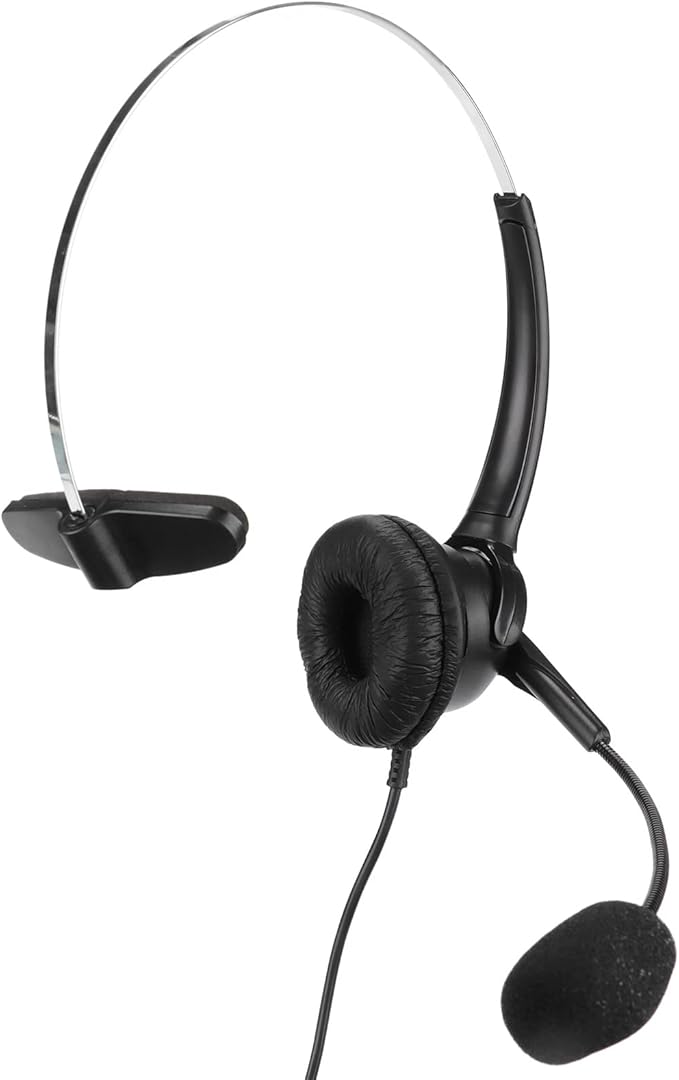 ChuyTrading Telephone Headset RJ9 Earphone with 330° Adjustable Microphone, Phone Headset for Office and Home, Noise Cancelling Call Center Headset with Comfortable Ear Cushions, Compatible wi