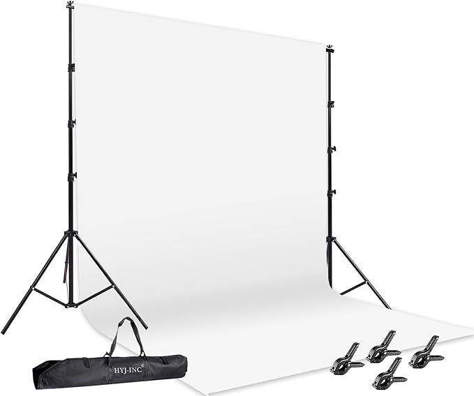 Photo Video Studio 12 x10ft 100% Muslin White Backdrop with 10 x 8.5ft Stand Photography Background Support System Kit ,Clamp, Carry Bag