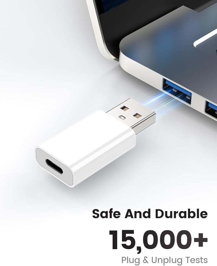 MOSWAG USB to USB C Adapter, USB C Female to USB Male Adapter Compatible with Apple MagSafe Watch 9/8/7/SE/Ultra, for iPhone 15 14 13 12 Mini Pro Max,iPad,Galaxy Note,Pixel,CarPlay,Wall Plug