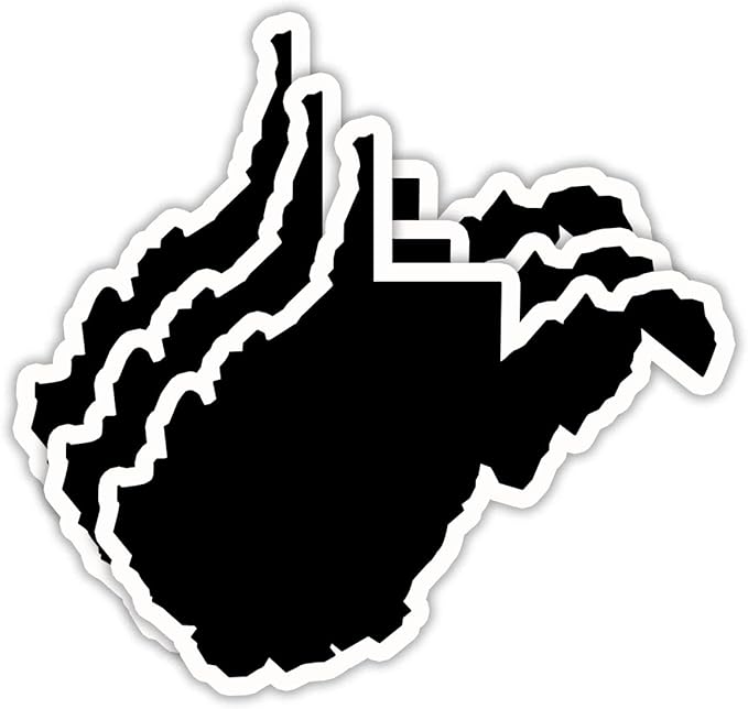 (3PCS) West Virginia State Map Stickers, US State Stickers - Waterproof Vinyl Decals for Tumblers, Water Bottles, Laptops, Books, Scrapbooks, Great for West Virginia Lovers 3 x 2.7 Inch