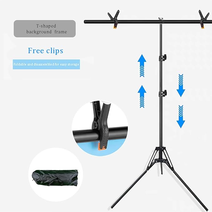 5x6.5ft Portable Black Screen Backdrop Kit with Stand - Includes Carry Bag & Clamps, Foldable Green ScreenBackground for Streaming, Video Recording, Zoom Meetings, Photography