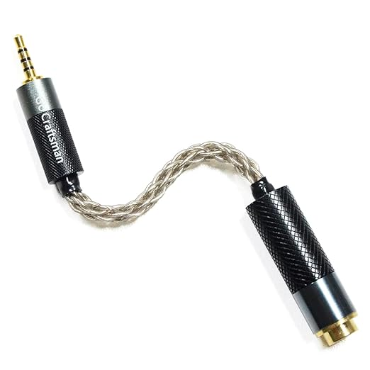 GUCraftsman 2.5mm Balanced Male to 4.4mm Balanced Female Portable Headphone Adapter Cable 6N Single Crystal Silver Headphone Jack Convert Cable for Audio Players with 2.5mm Balanced Ports