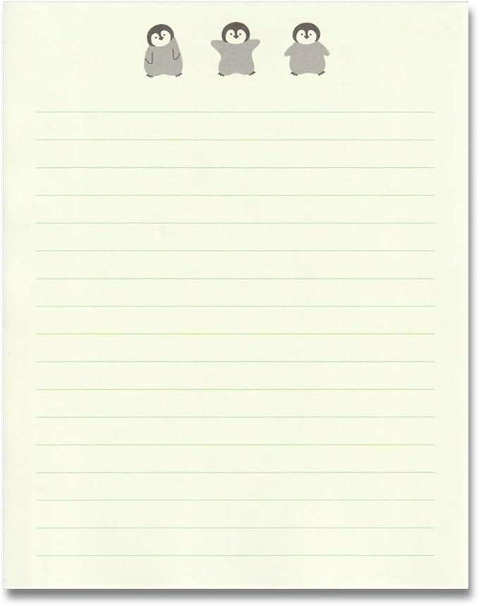 KUDOS.JP Cute Kawaii Japanese Stationery Letter Writing Paper with 12 Writing Papers and 6 Envelopes and Penguin Fluffy 6 Sealing Gift Set for Teen, Girls, Kids