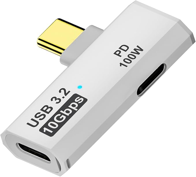 AreMe Dual USB C Headphone Adapter with 100W Charging Port, 2-in-1 USB Type C Splitter Dongle for Rog Ally, Steam Deck, Quest 2, iPhone 15 Series, iPad, MacBook and More Type C Device (White)