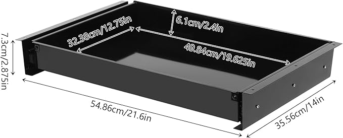 21.6" Under Desk Storage Drawer, Black Sliding Pull-Out Drawer for Sit Stand Workstation